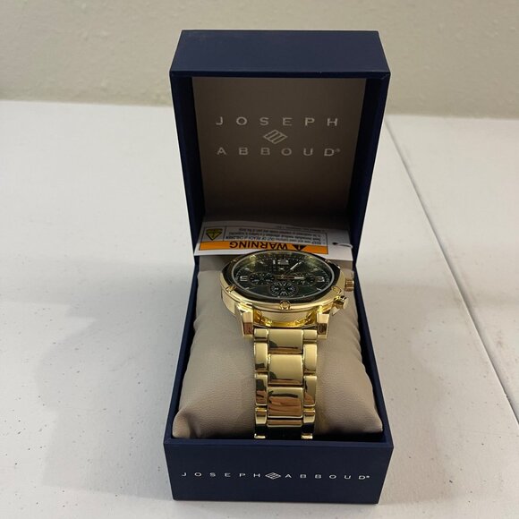 Joseph Abboud Gold-Tone Green Dial Mens Watch In Original Box, New - Picture 5 of 11